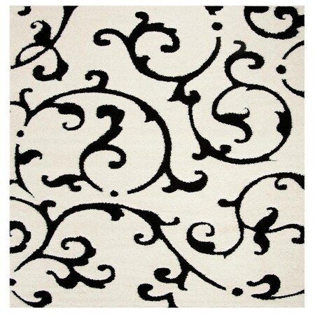 Safavieh 6 ft.-7 in. x 6 ft.-7 in. Shag Power Loomed Square Area Rug; Ivory & Black SG476-1290-7SQ